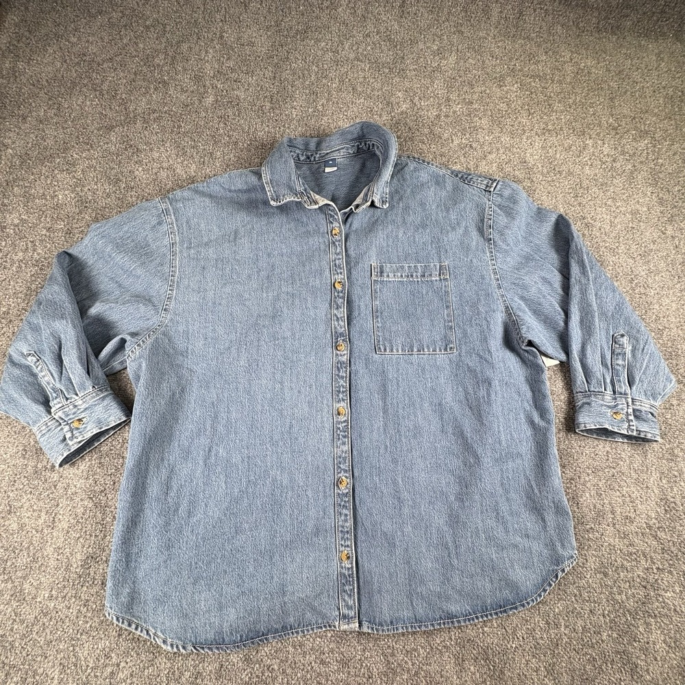 Old Navy Denim Shirt Women's XL Blue Button  Shacket NWT Minimalist Western Work